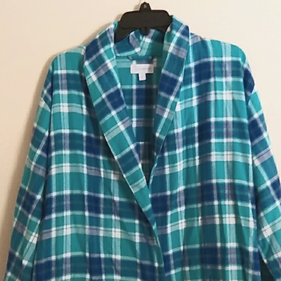 Pajamagram Plaid Robe Her Wit Tie Belt 100% Cotton Lightweight. SZ MD/LG Comfy - Picture 2 of 9